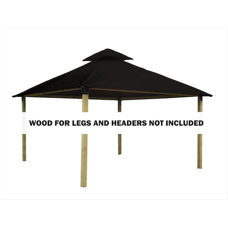 Acacia 12 sq. ft. Gazebo Roof Framing & Mounting Kit with Black Outdura Canopy AGOK12- BLACK